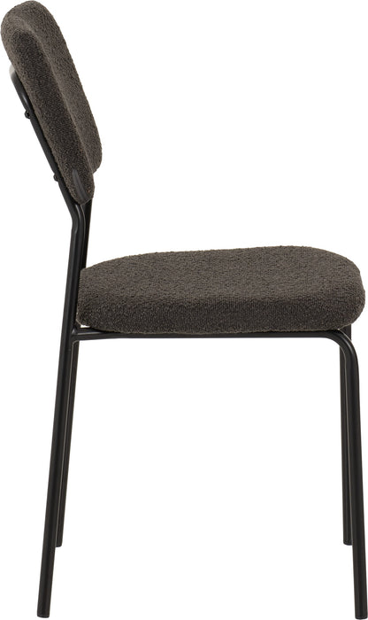 Sheldon Round Glass Top Dining Set Clear Glass/Black/Grey Boucle Fabric