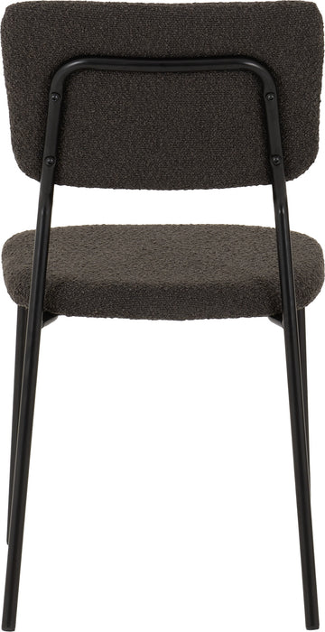 Sheldon Round Glass Top Dining Set Clear Glass/Black/Grey Boucle Fabric