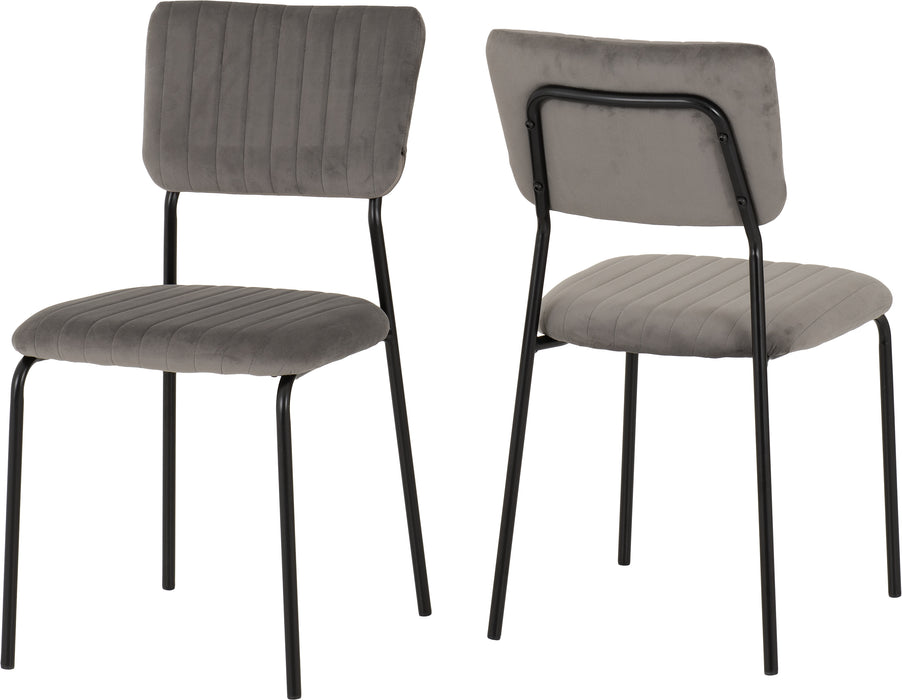 Sheldon Round Glass Top Dining Set Clear Glass/Black/Grey Velvet Fabric
