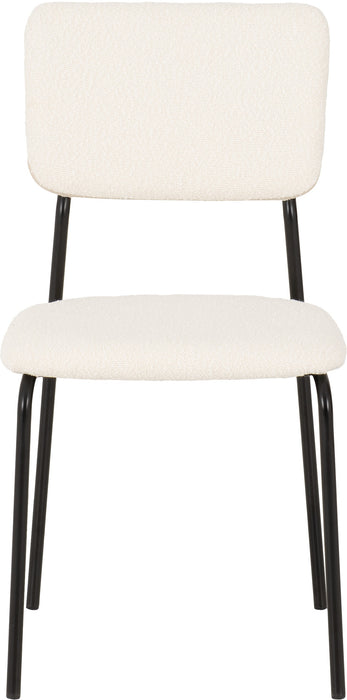 Sheldon Round Glass Top Dining Set Clear Glass/Black/Ivory Boucle Fabric