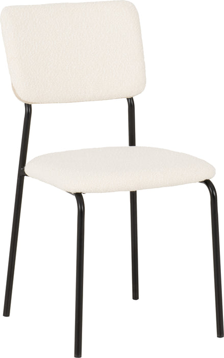 Sheldon Round Glass Top Dining Set Clear Glass/Black/Ivory Boucle Fabric