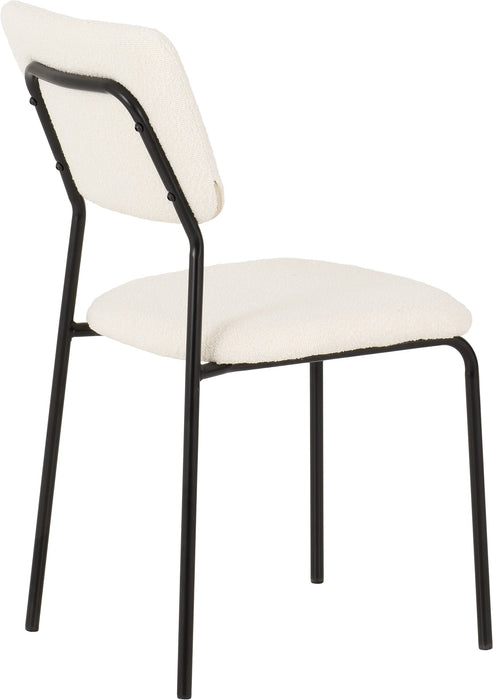 Sheldon Round Glass Top Dining Set Clear Glass/Black/Ivory Boucle Fabric