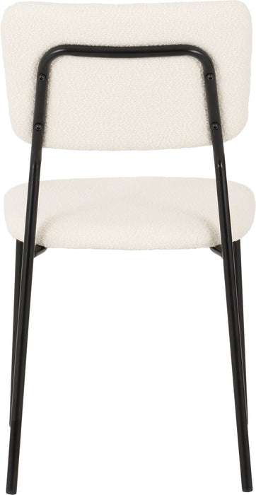 Sheldon Round Glass Top Dining Set Clear Glass/Black/Ivory Boucle Fabric