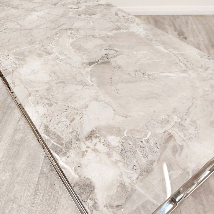 Stella Chrome Coffee Table With Stomach Ash Grey Sintered Top