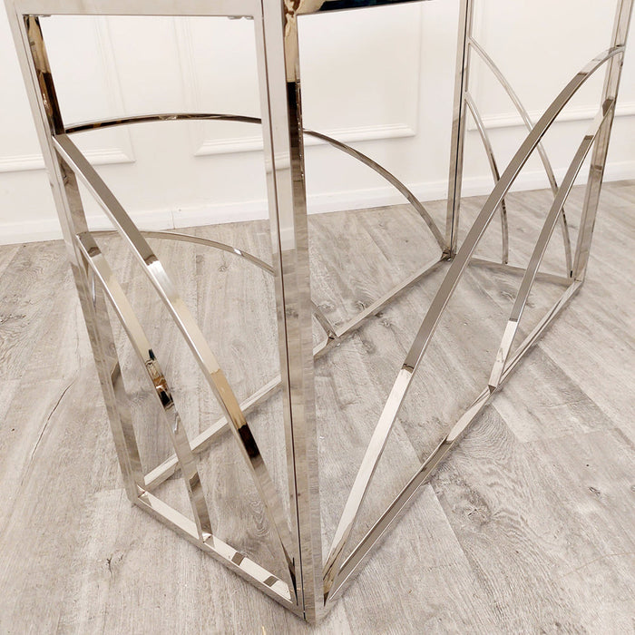 Stella Chrome Console Table With Stomach Ash Grey Sintered Top