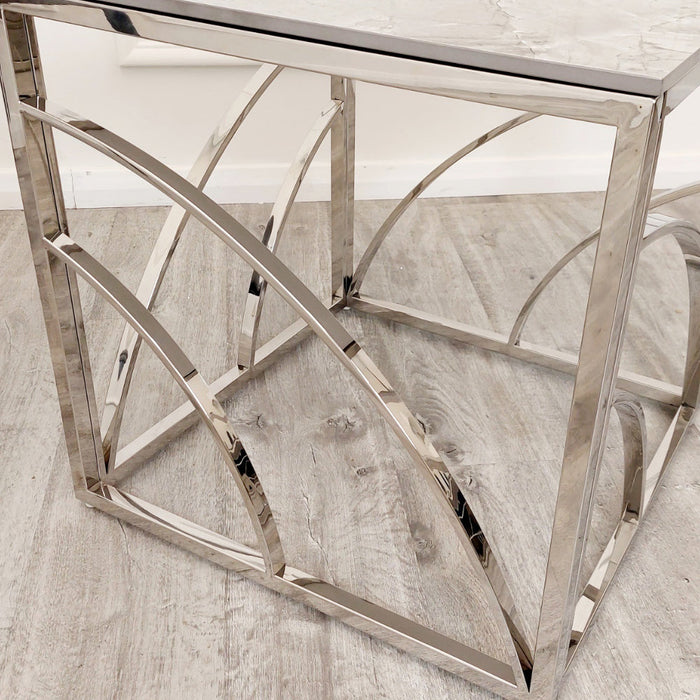 Stella Chrome Lamp Table With Stomach Ash Grey Sintered Top