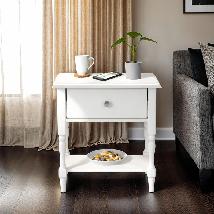 Stratford 1 Drawer Side Table White