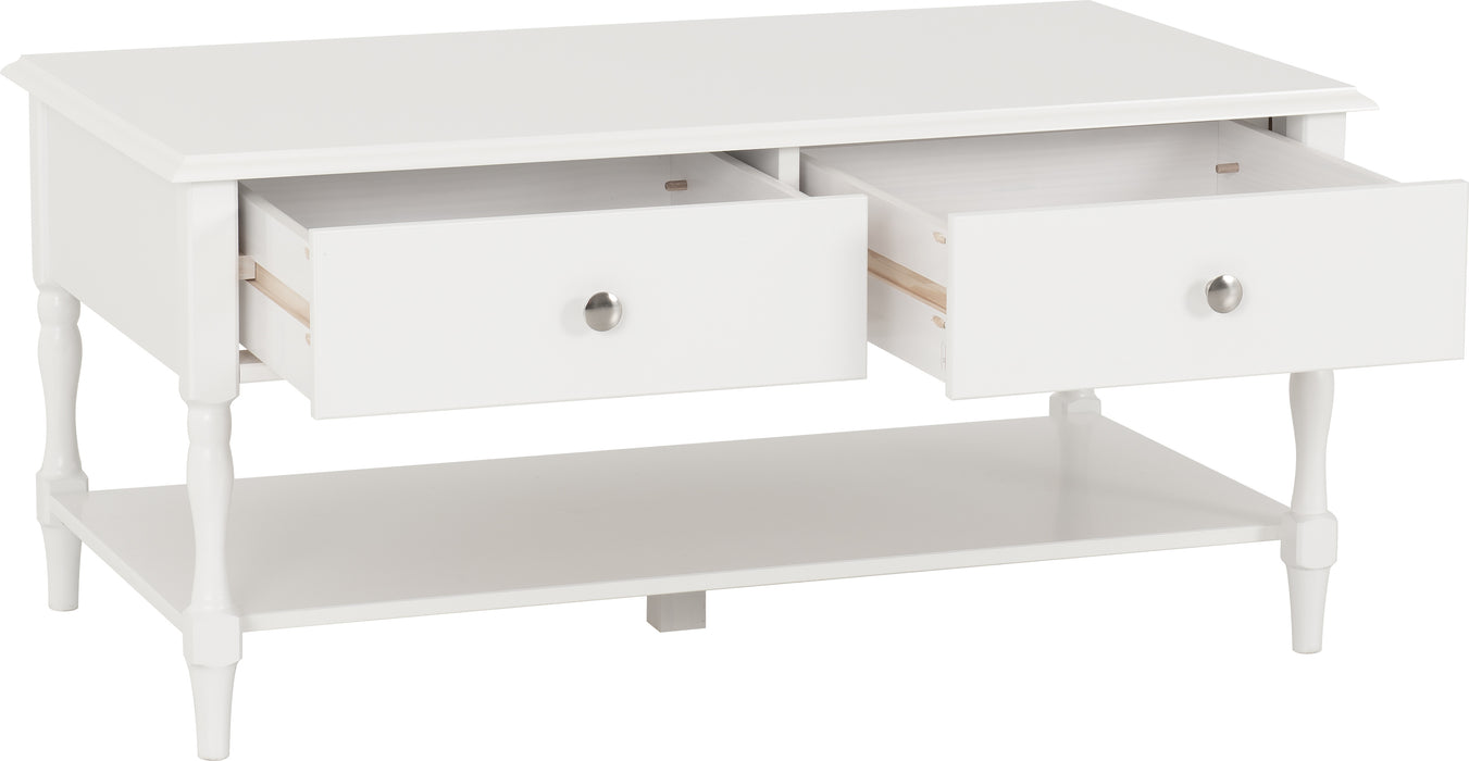 Stratford 2 Drawer Coffee Table White