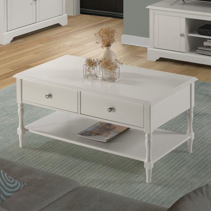 Stratford 2 Drawer Coffee Table White
