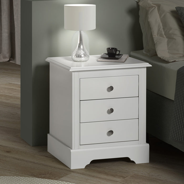 Stratford 3 Drawer Bedside White