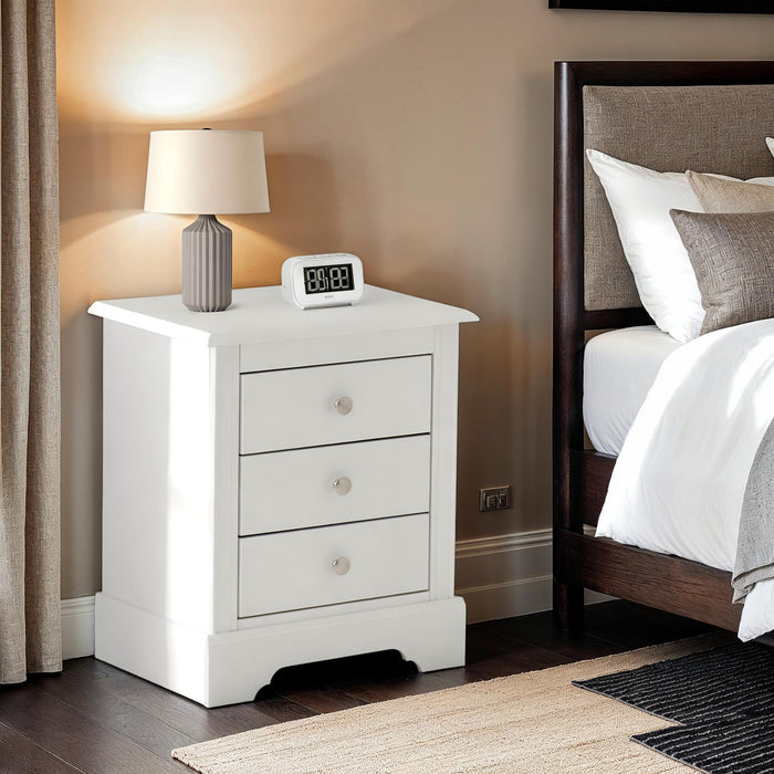 Stratford 3 Drawer Bedside White
