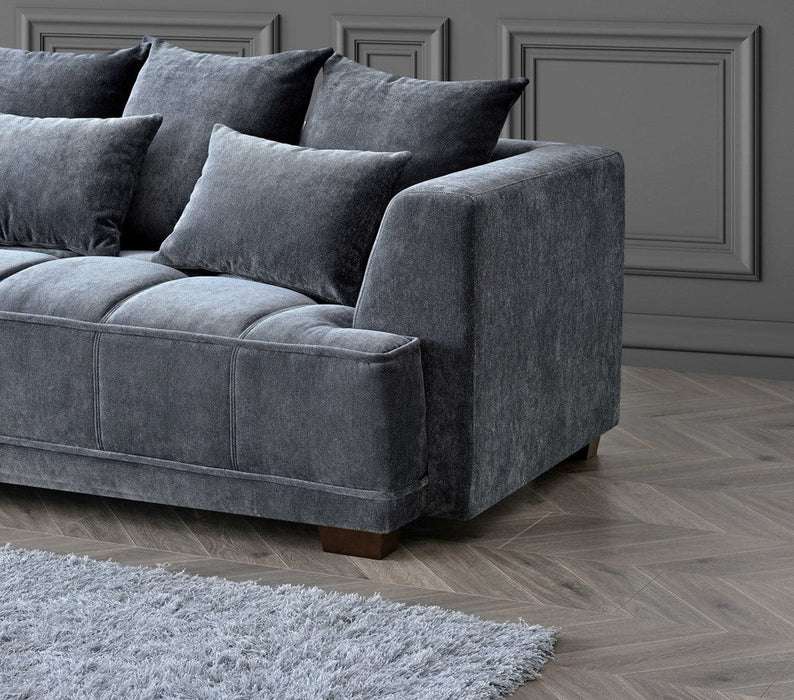Aluxo Gramercy Group In Steel Velvet 3 Seater