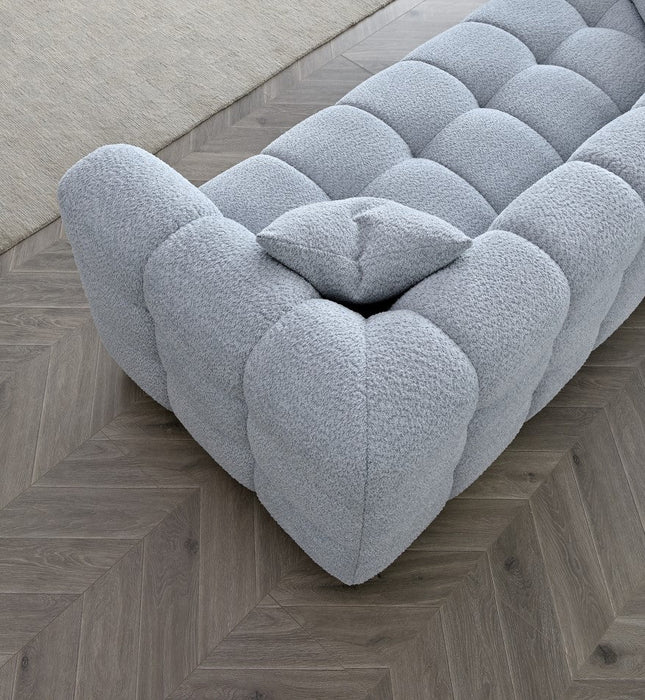 Aluxo Tribeca Sofa Range In Pearl Boucle Fabric 4 Seater