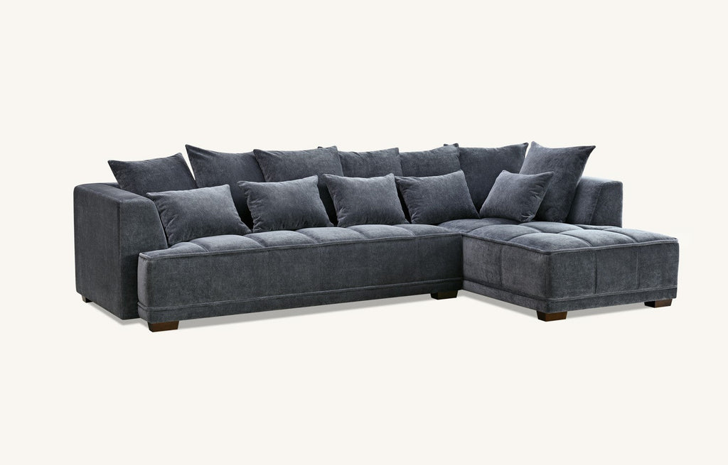 Aluxo Gramercy Group In Steel Velvet 3 Seater