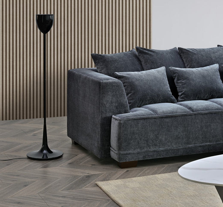Aluxo Gramercy Group In Steel Velvet 3 Seater