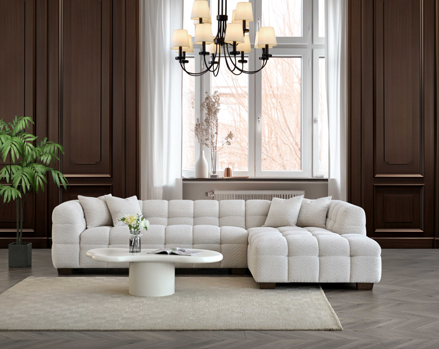 Tribeca Sofa Range In Oatmeal Boucle Fabric 4 Seater