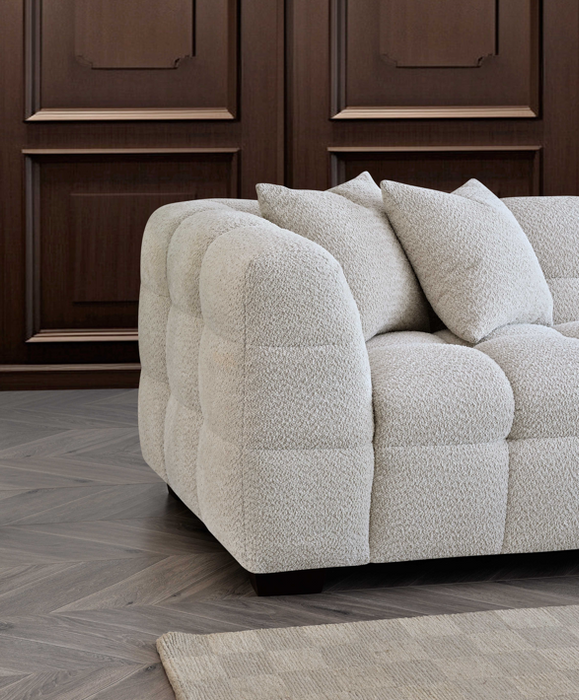 Tribeca Sofa Range In Oatmeal Boucle Fabric 4 Seater