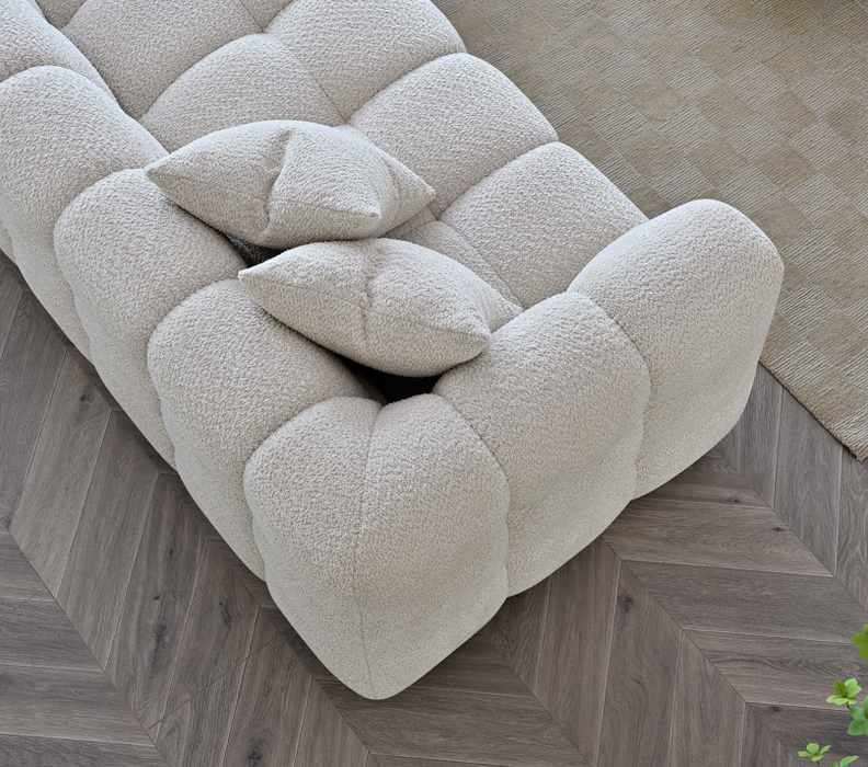 Tribeca Sofa Range In Oatmeal Boucle Fabric 4 Seater