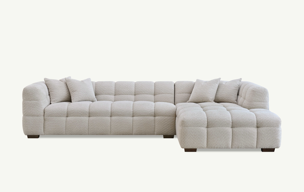 Aluxo Tribeca Corner Group In Oatmeal Boucle Fabric
