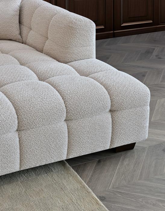 Tribeca Sofa Range In Oatmeal Boucle Fabric 4 Seater