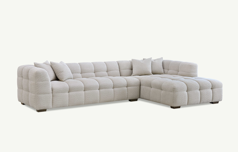 Aluxo Tribeca Corner Group In Oatmeal Boucle Fabric