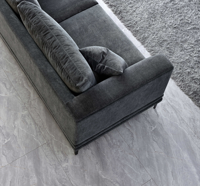 Aluxo Lenox Sofa Range In Steel Velvet 2 Seater