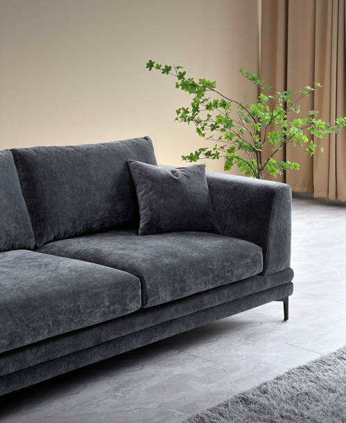 Aluxo Lenox Sofa Range In Steel Velvet 2 Seater