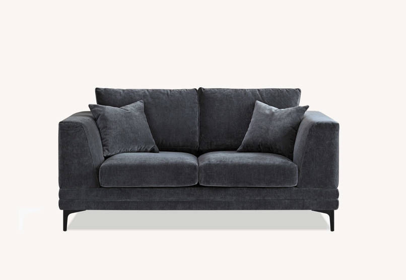 Aluxo Lenox Sofa Range In Steel Velvet 2 Seater