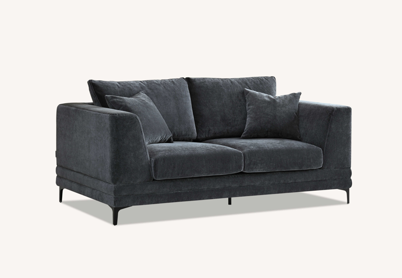Aluxo Lenox Sofa Range In Steel Velvet 2 Seater