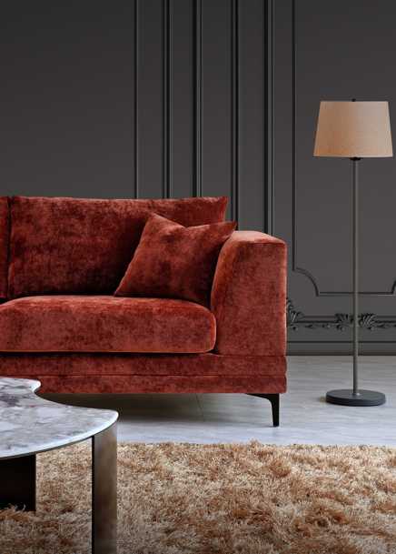 Aluxo Lenox Sofa Range In Rust Velvet 3 Seater