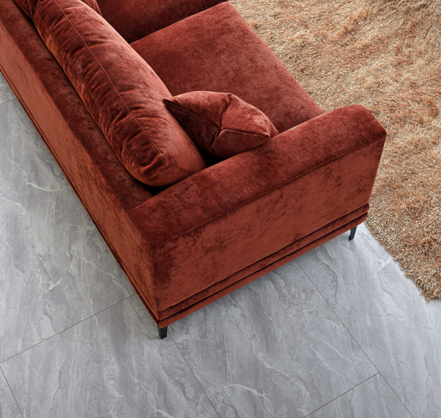 Aluxo Lenox Sofa Range In Rust Velvet 3 Seater