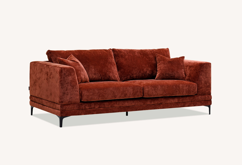 Aluxo Lenox Sofa Range In Rust Velvet 3 Seater