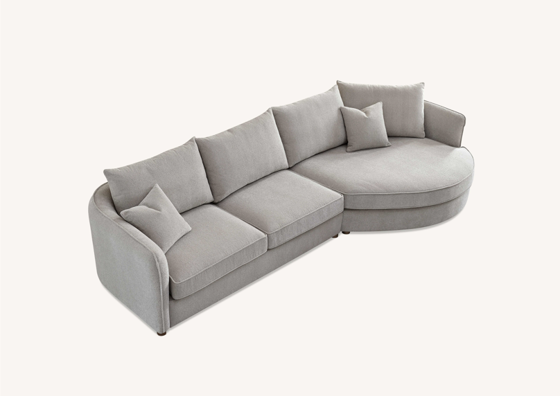 Aluxo Rubin Corner Chaise In Pebble Boucle