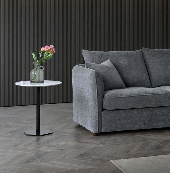 ALUXO® Rubin Corner Chaise in Charcoal Boucle