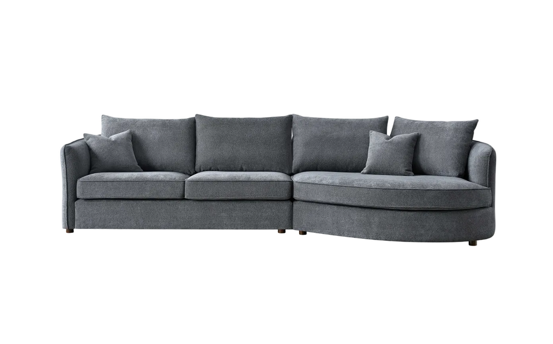 ALUXO® Rubin Corner Chaise in Charcoal Boucle