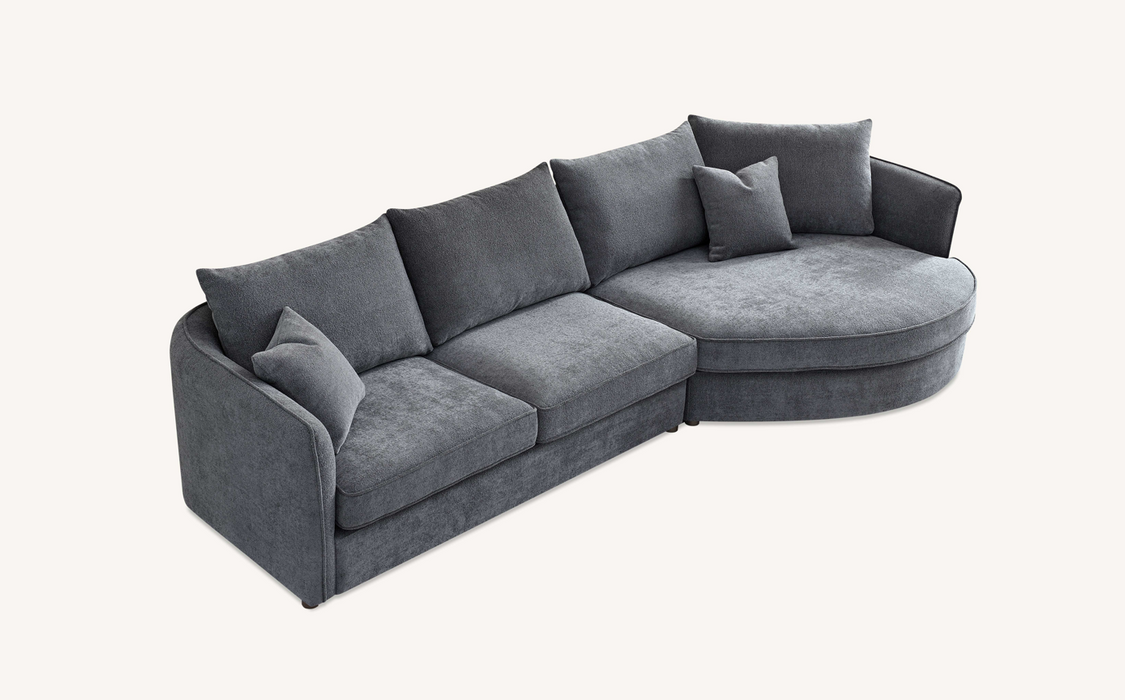 ALUXO® Rubin Corner Chaise in Charcoal Boucle