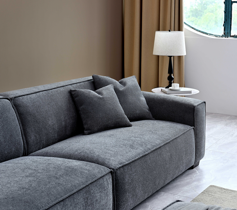 Aluxo Dakota 4 Seater With Chaise In Charcoal Boucle