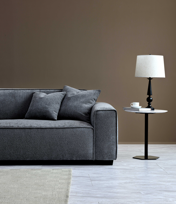 Aluxo Dakota 4 Seater With Chaise In Charcoal Boucle
