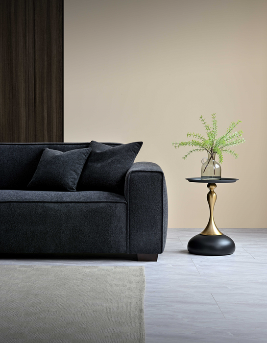 Aluxo Dakota 4 Seater With Chaise In Midnight Boucle