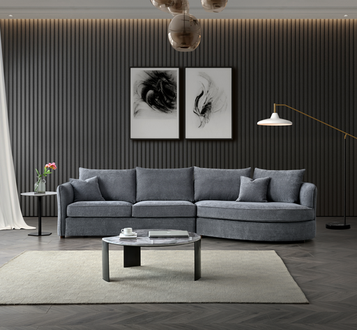 ALUXO® Rubin Corner Chaise in Charcoal Boucle