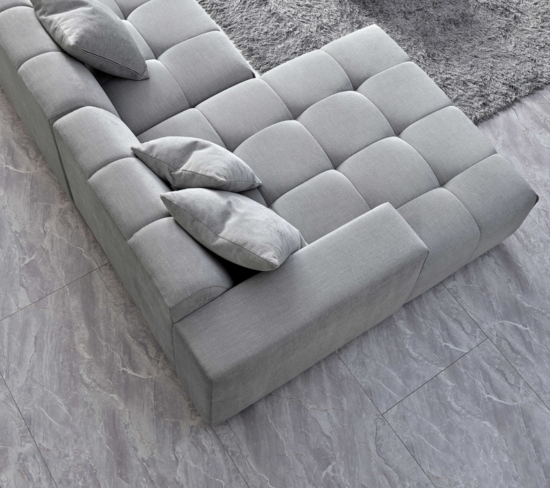 ALUXO® Leonard Left Hand Corner Group in Cloudy Grey Boucle