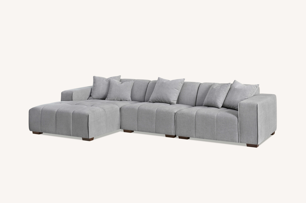 ALUXO® Leonard Left Hand Corner Group in Cloudy Grey Boucle