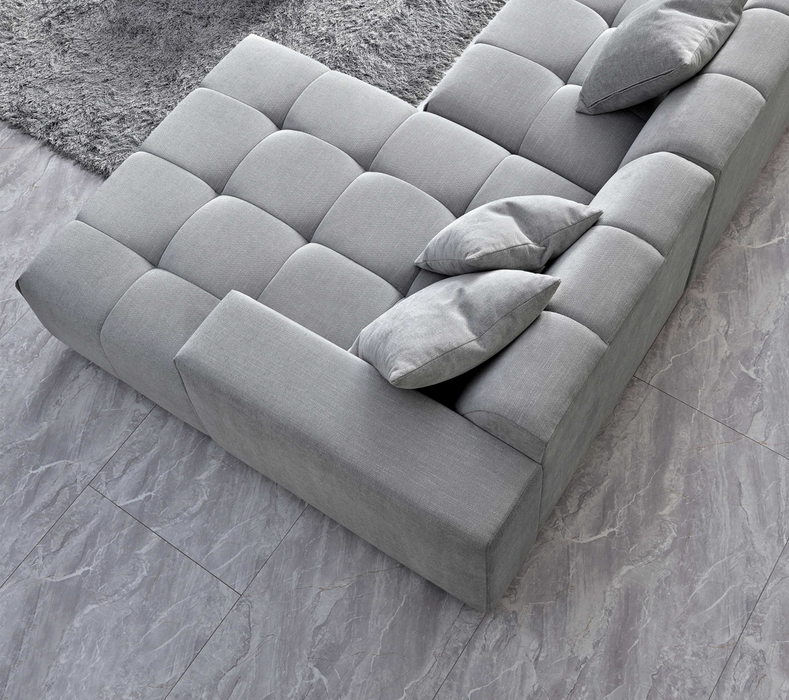 ALUXO® Leonard Right Hand Corner Group in Cloudy Grey Boucle