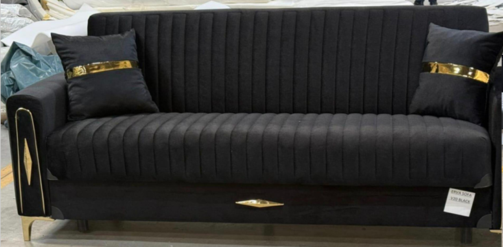Evra Turkish 3 Seater Ottoman Sofa Bed with Cushions