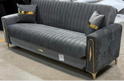 Evra Turkish 3 Seater Ottoman Sofa Bed with Cushions