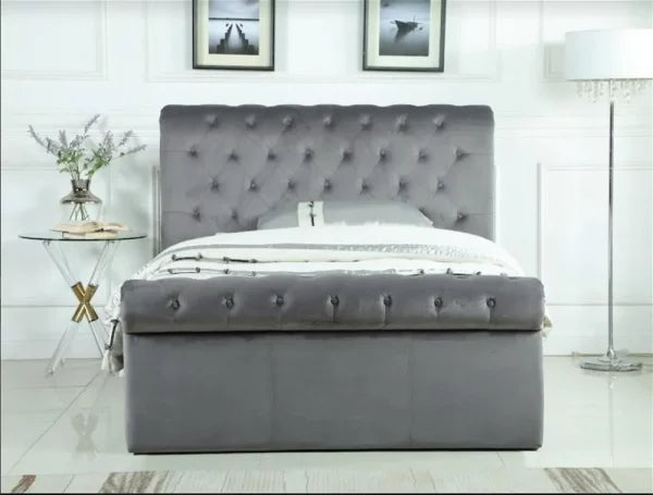 Selina Grey Sleigh Bed
