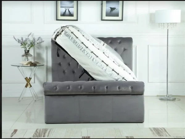 Selina Grey Sleigh Bed