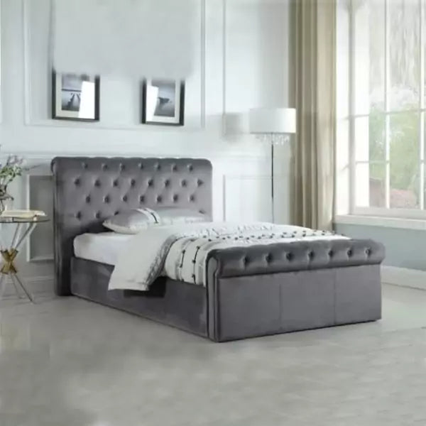 Selina Grey Sleigh Bed