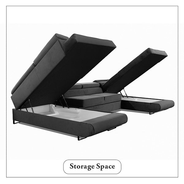 Black U-Corner Sofa Bed