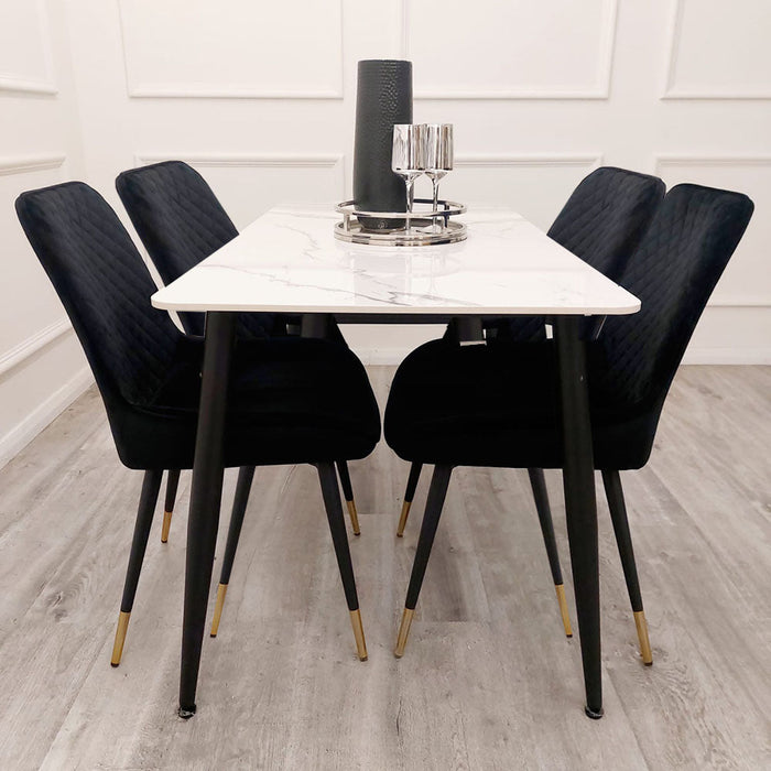 Titus Dining Set Polar White With 4 Remus Chairs